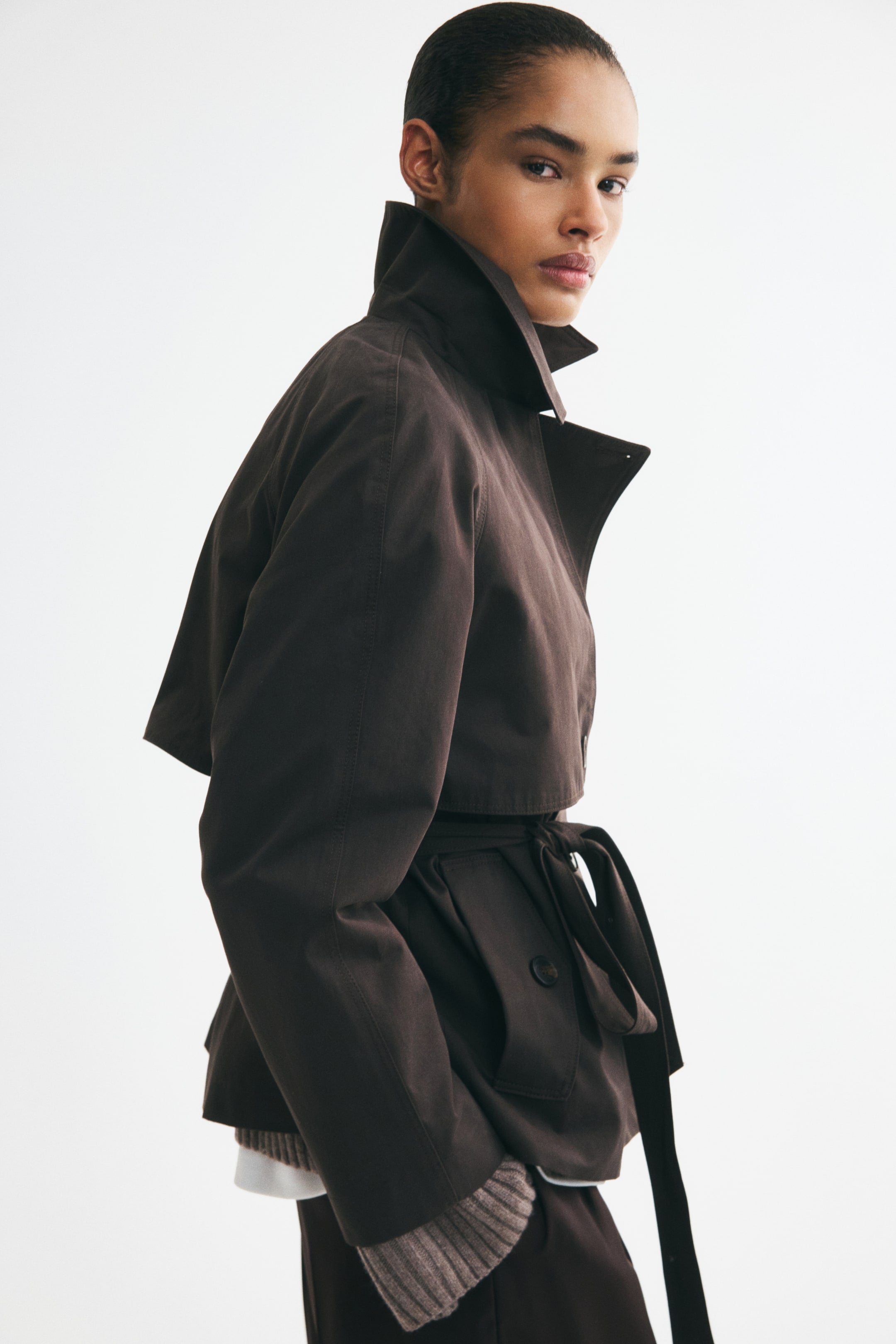 Ribbon Trench Coat - Dark Brown