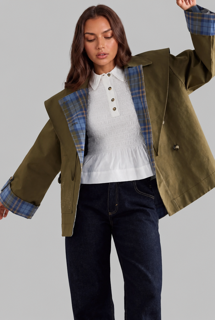 Tartana Trench Coat - Green
