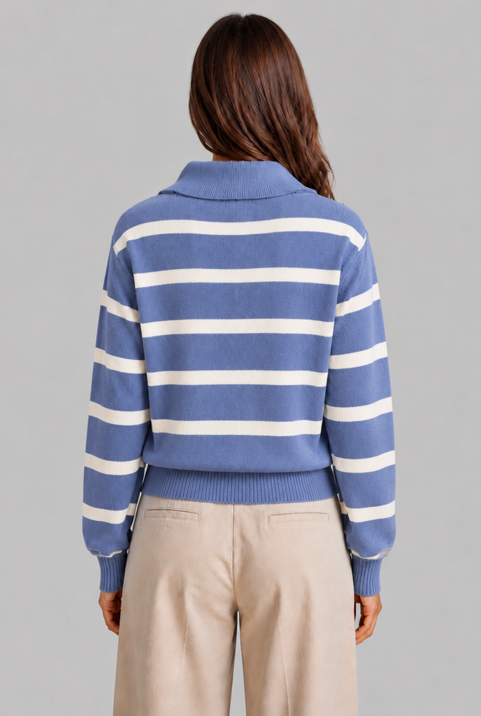 Striped Half-Zip Knitted Jumper