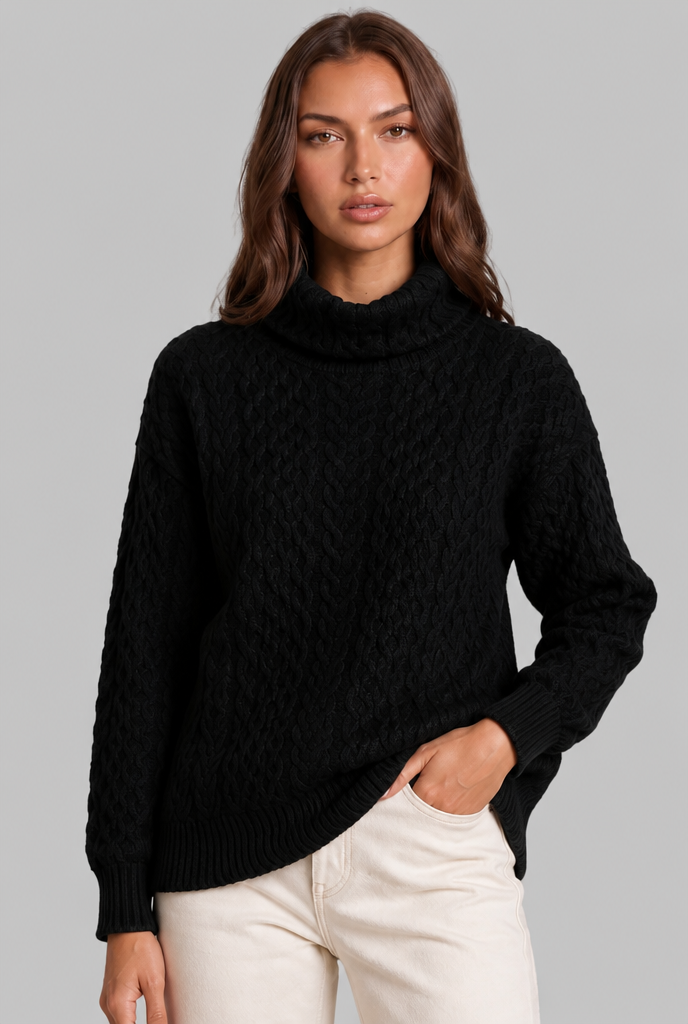 Cable Knit Turtleneck Sweater