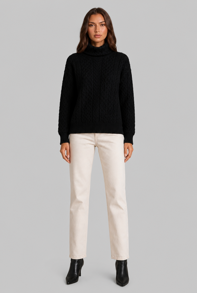 Cable Knit Turtleneck Sweater