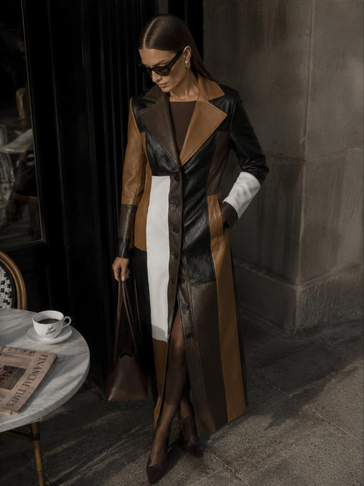 Rosaline Leather Coat pin 2