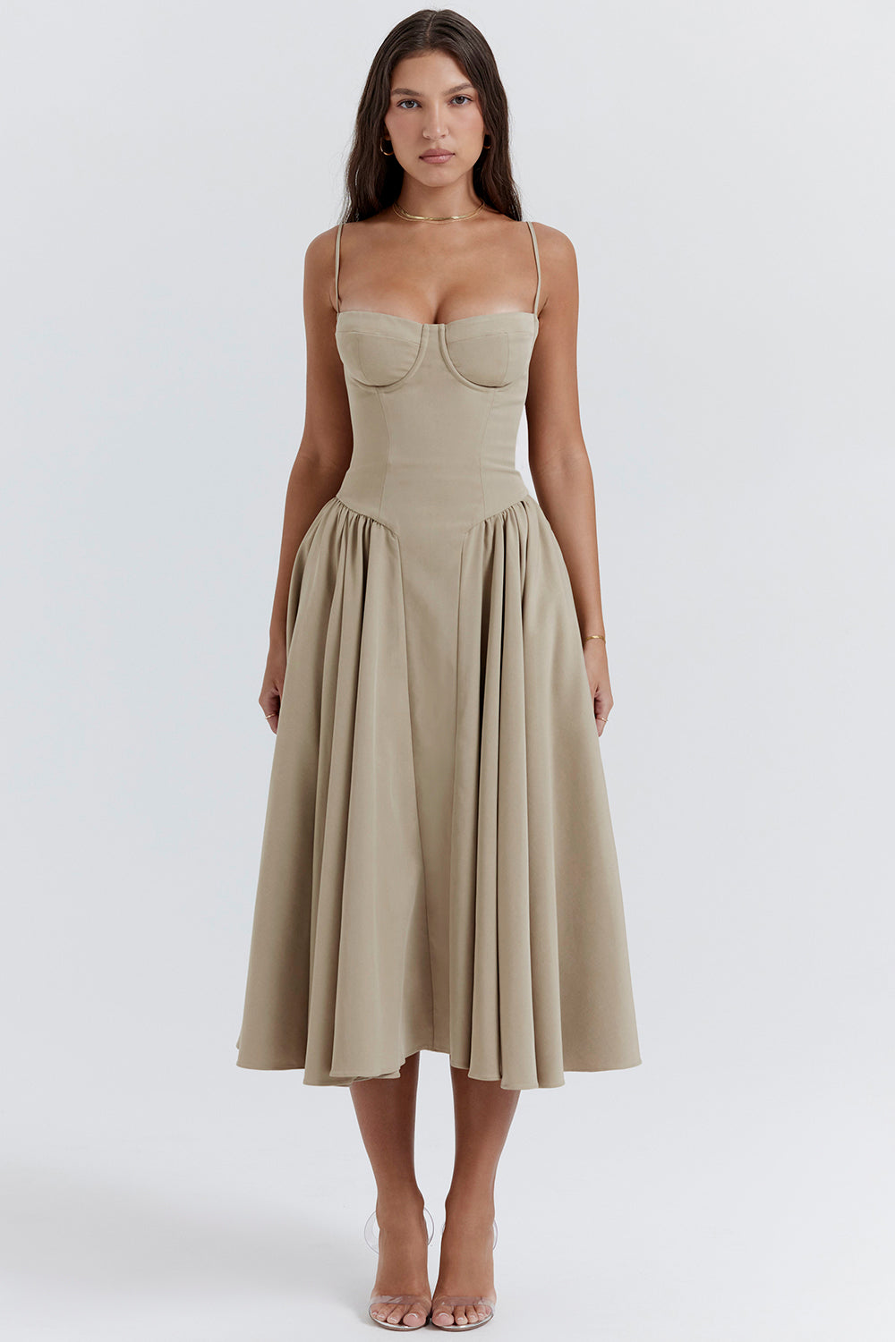 Marguerite Midi Dress - Taupe