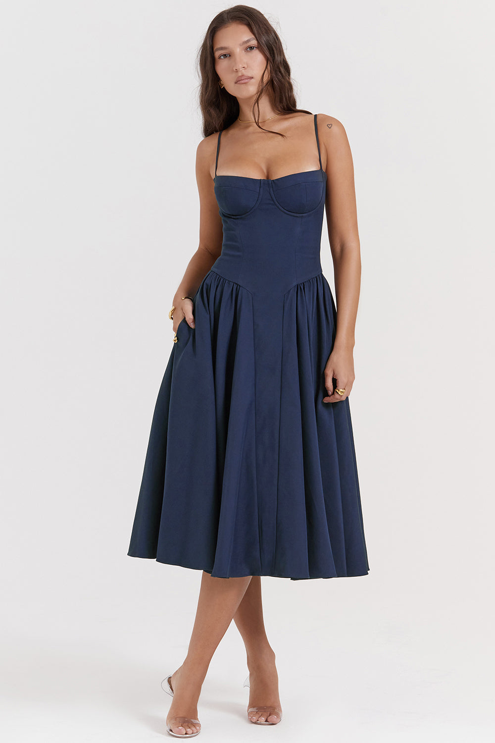 Marguerite Midi Dress - French Navy