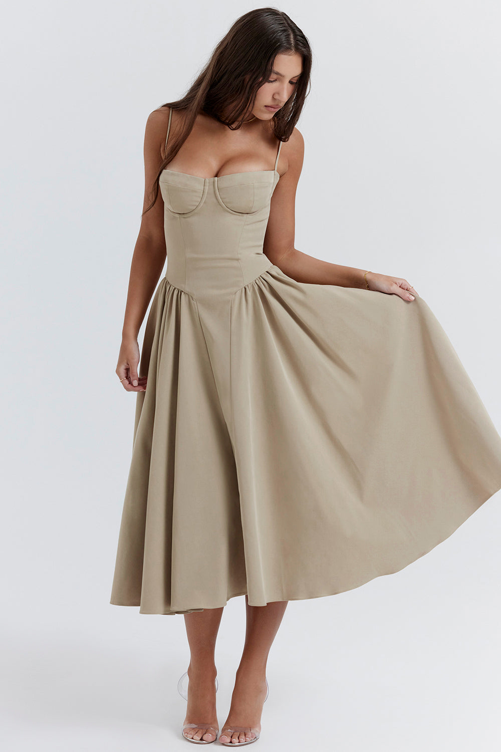 Marguerite Midi Dress - Taupe
