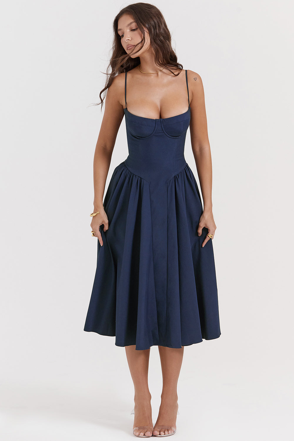 Marguerite Midi Dress - French Navy
