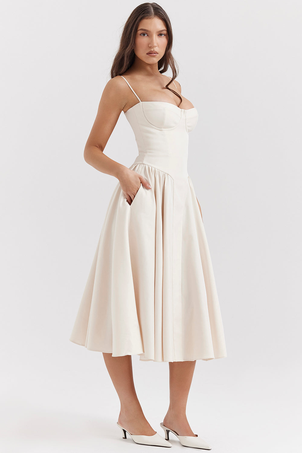 Beatrix Midi Dress - Vintage Cream