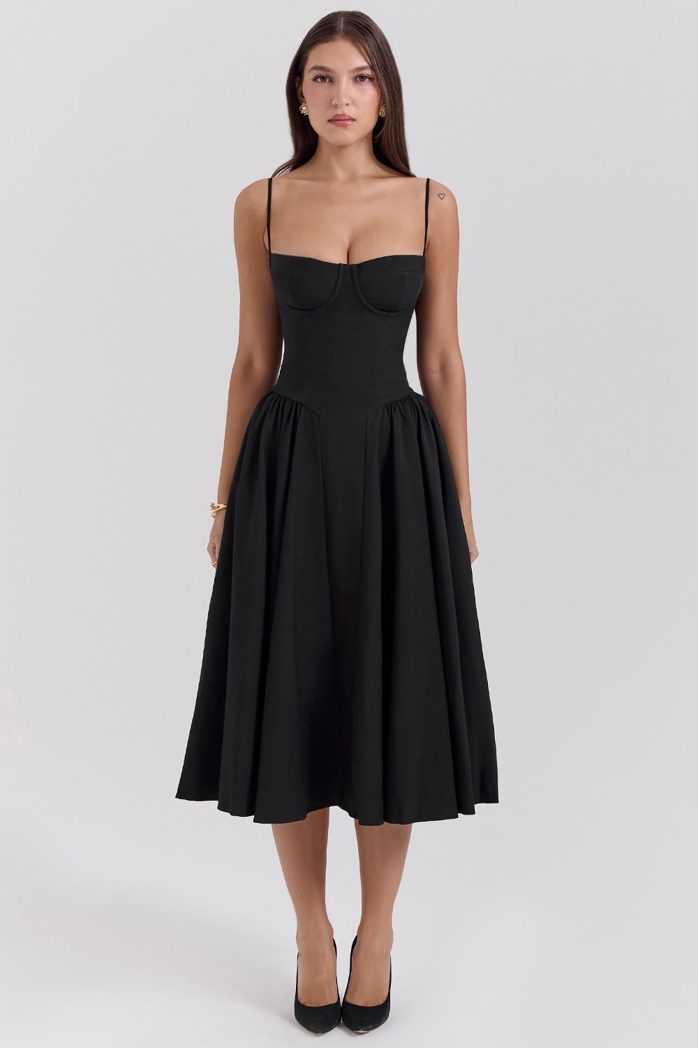 Marguerite Midi Dress - Black