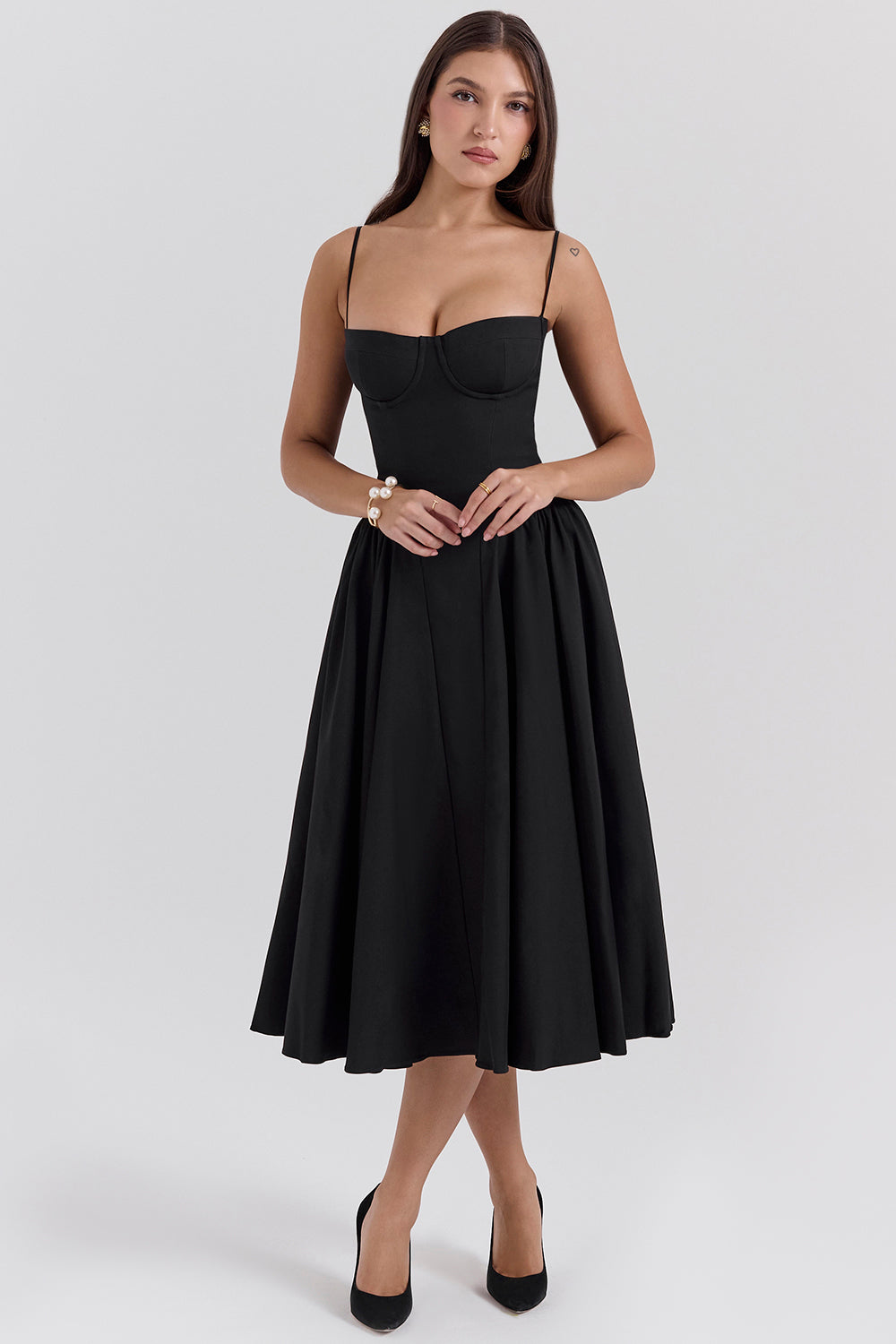 Marguerite Midi Dress - Black