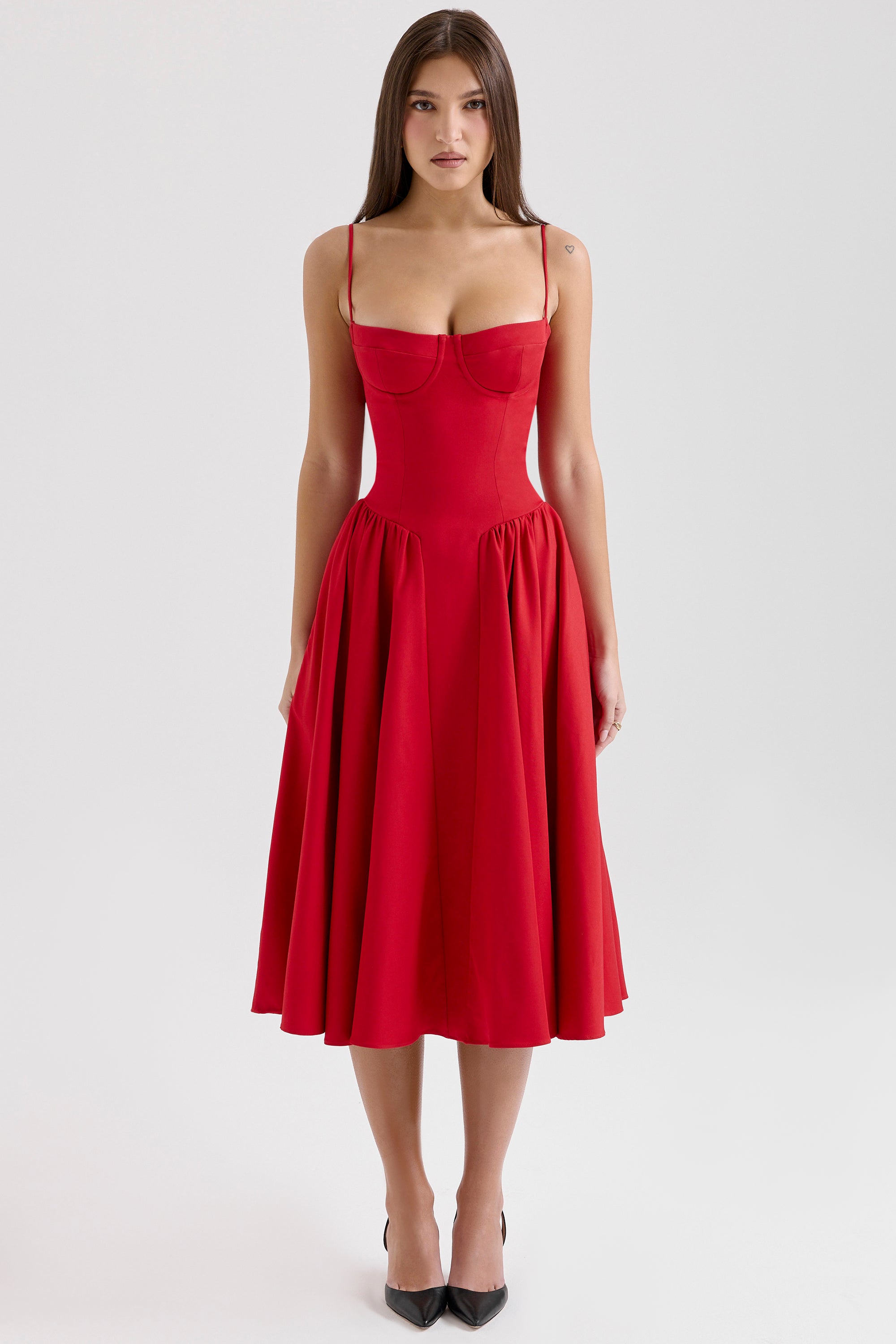 Marguerite Midi Dress - Red