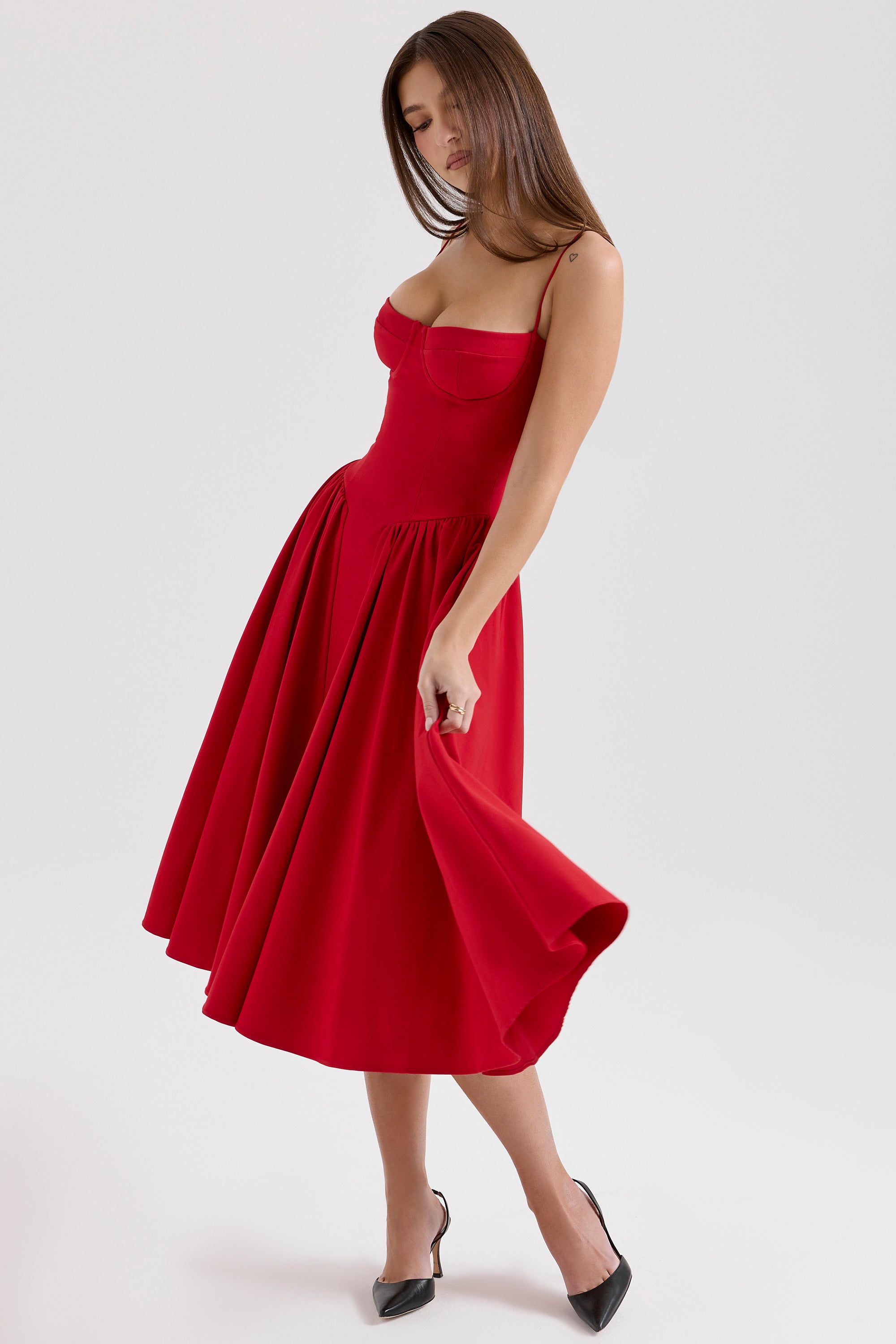 Marguerite Midi Dress - Red