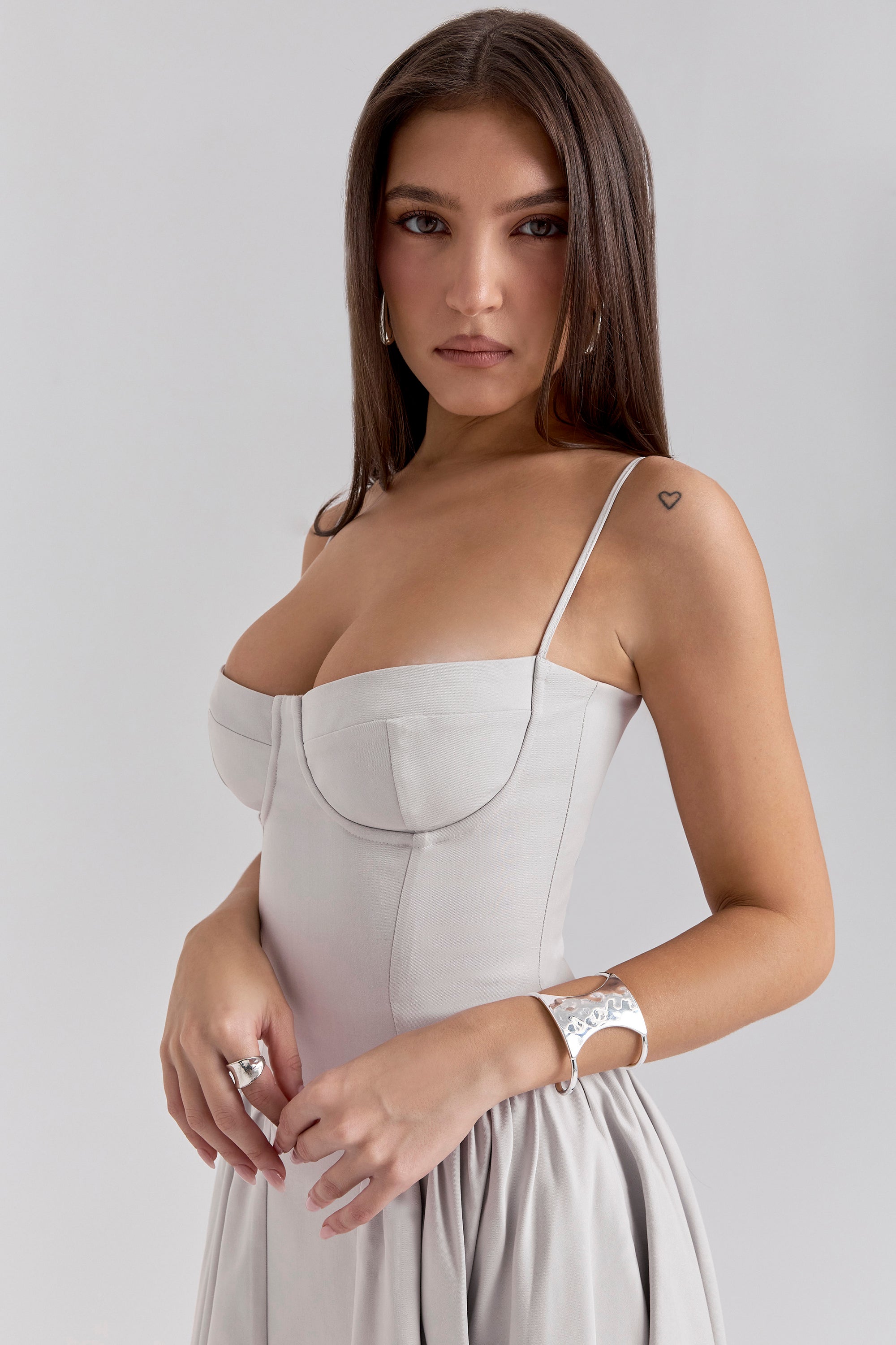 Marguerite Midi Dress - Dove Grey