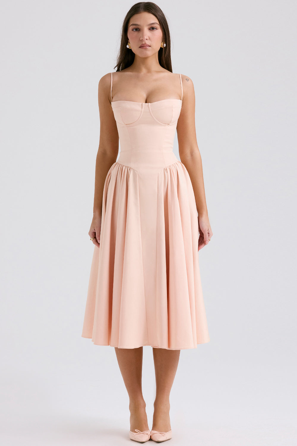 Marguerite Midi Dress - Peach Parfait