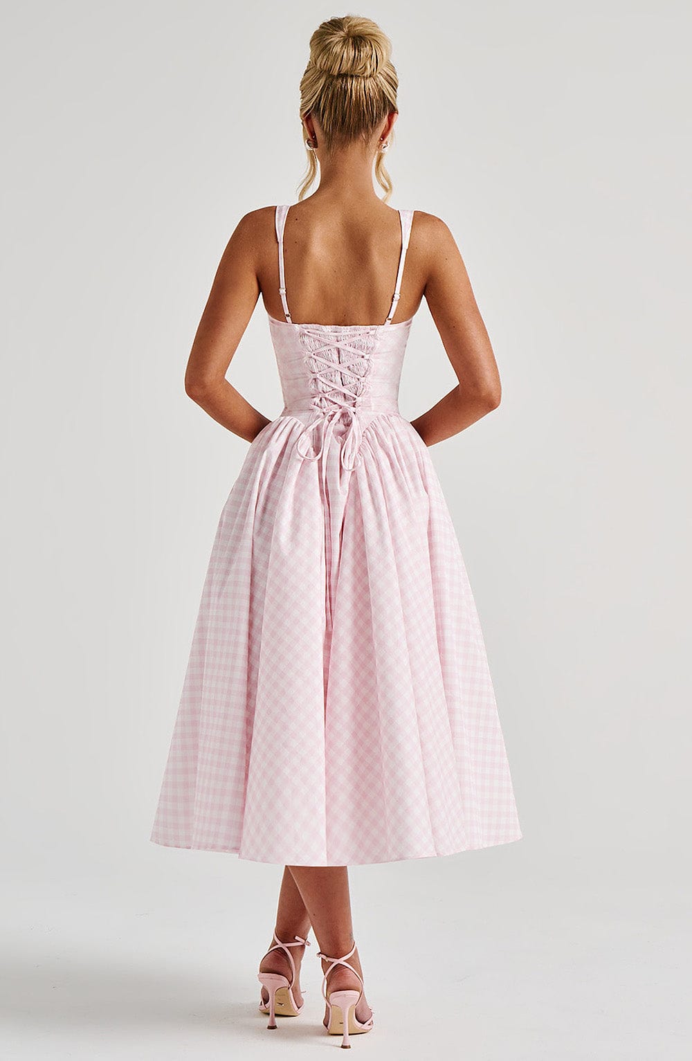 Petal Check Midi Dress - Blush Gingham