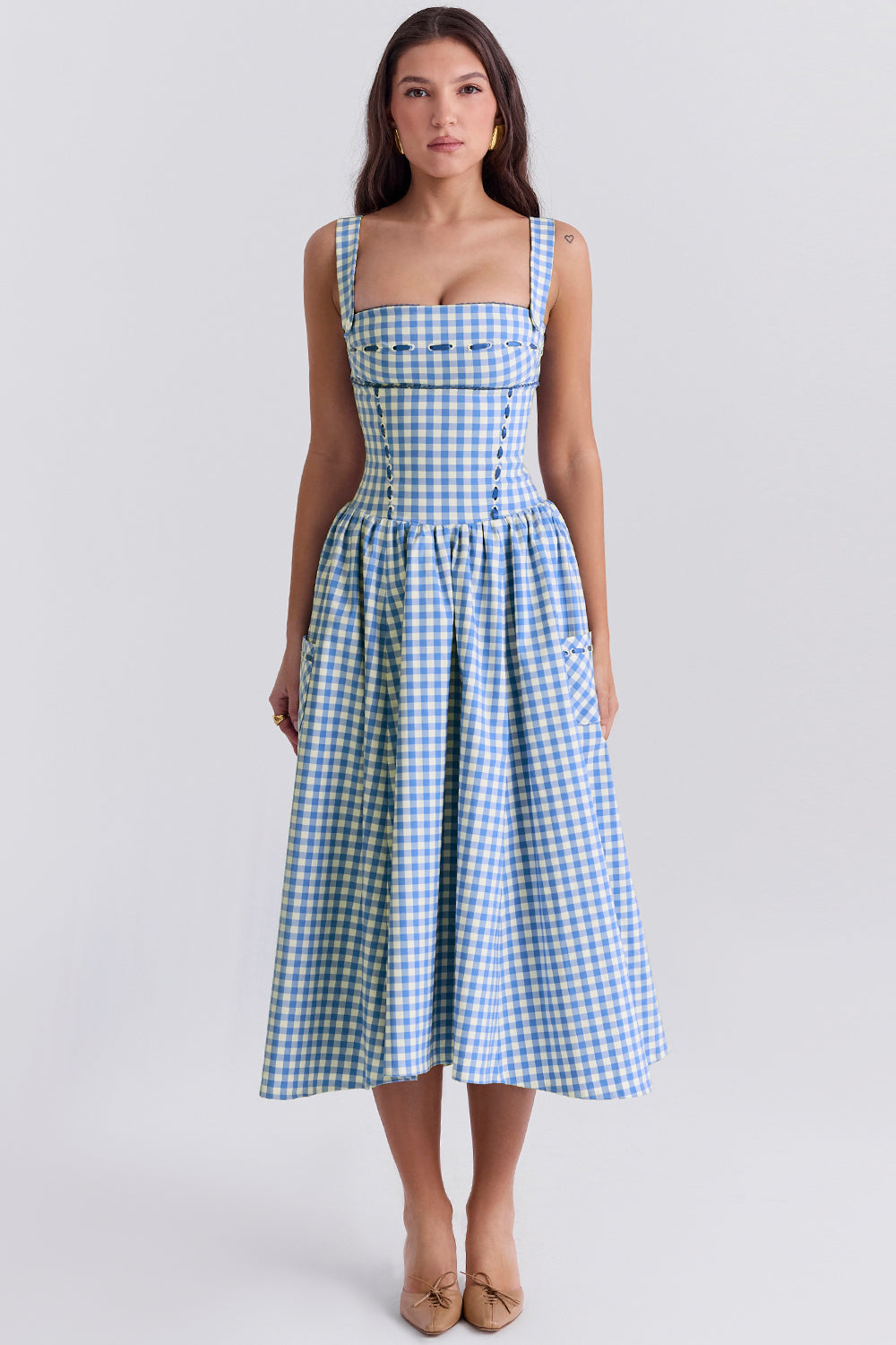 Vivien Midi Dress - Regatta Blue Gingham