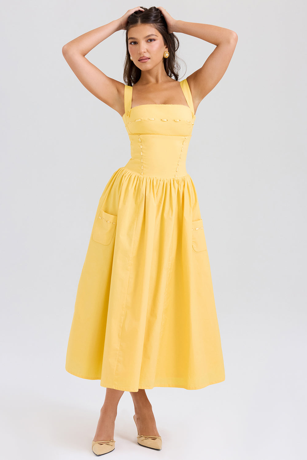 Vivien Midi Dress - Apricot