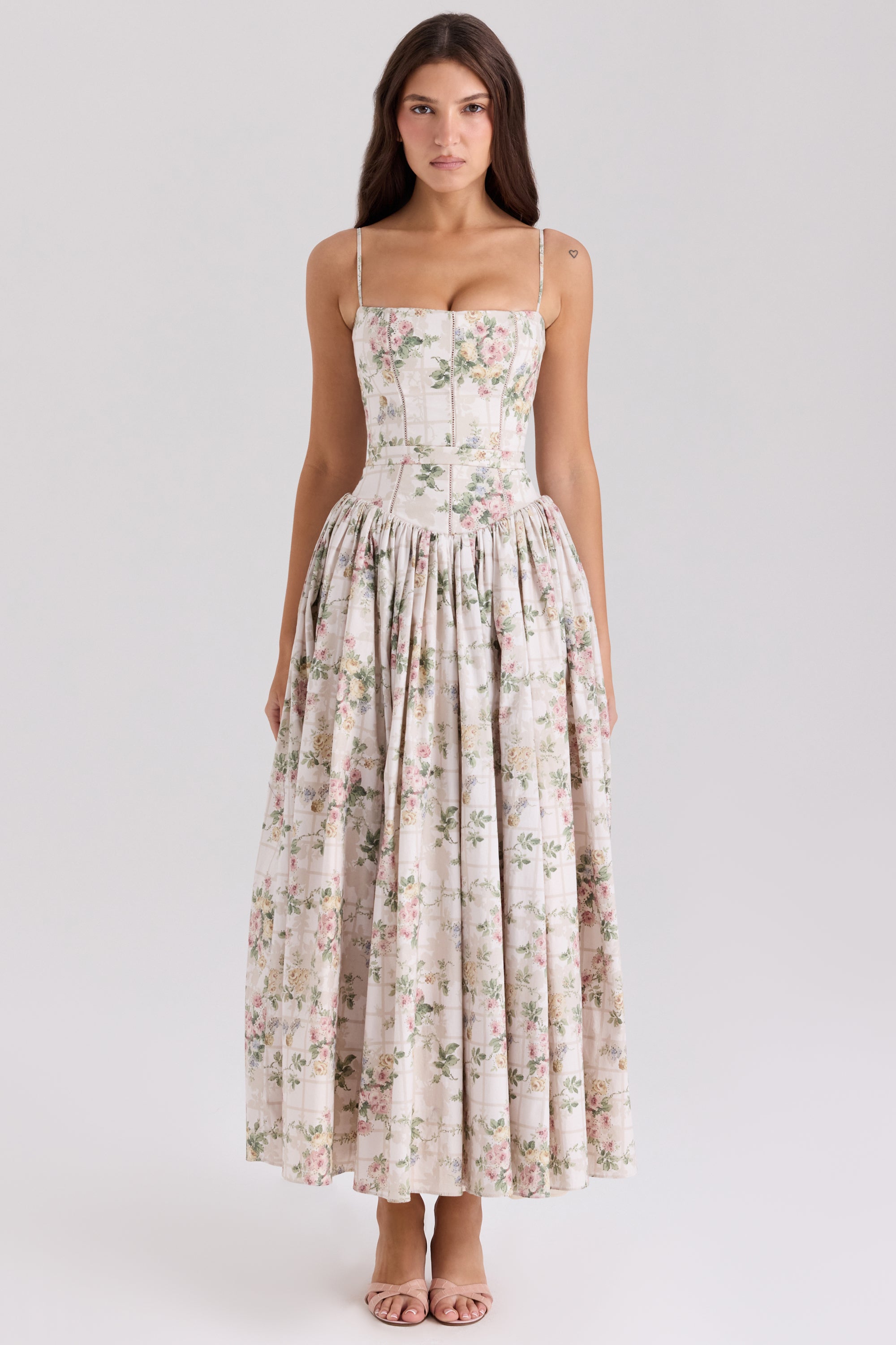 Ysabella Midi Dress - Cream Floral
