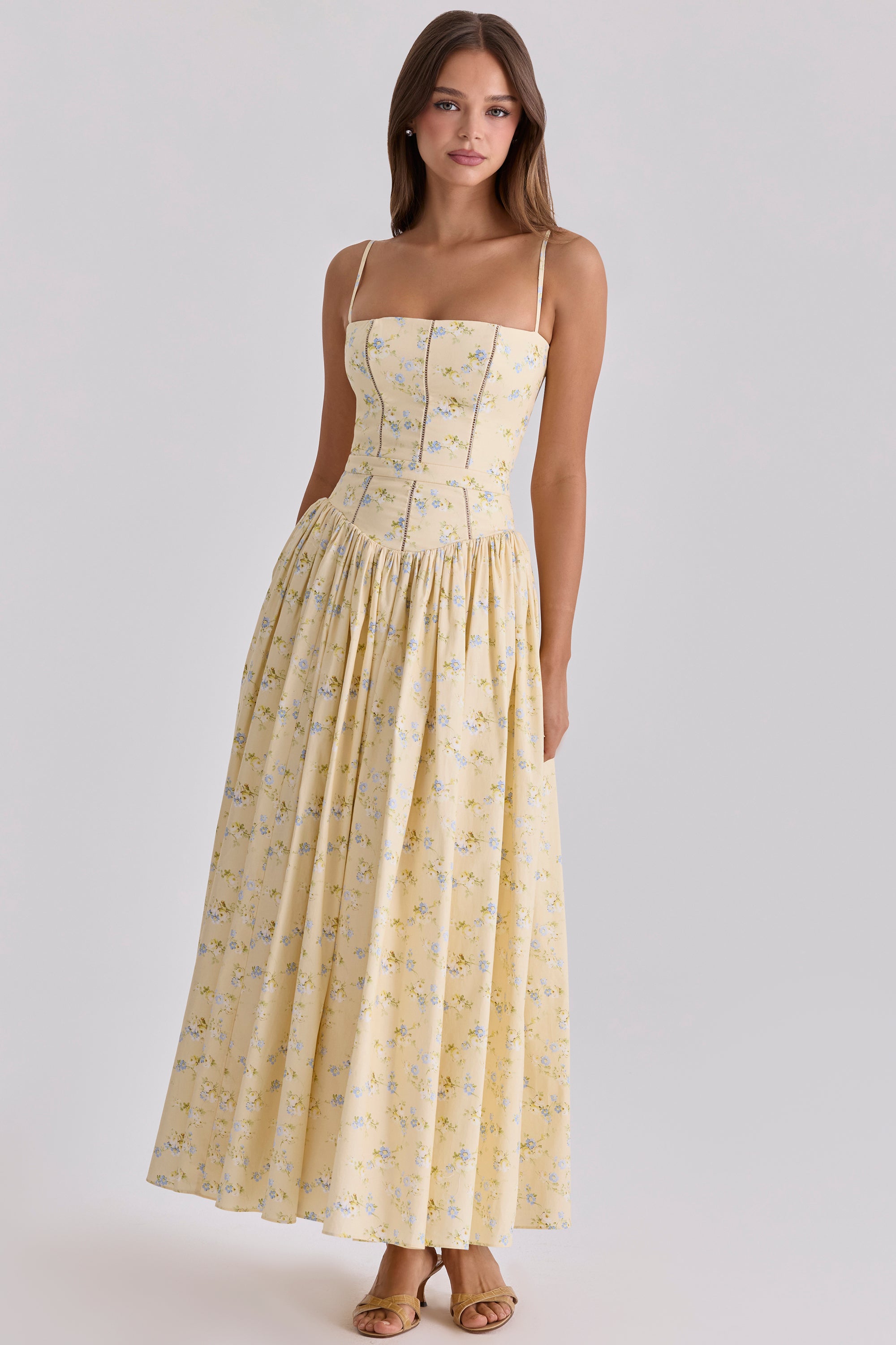 Ysabella Midi Dress - Lemon Floral
