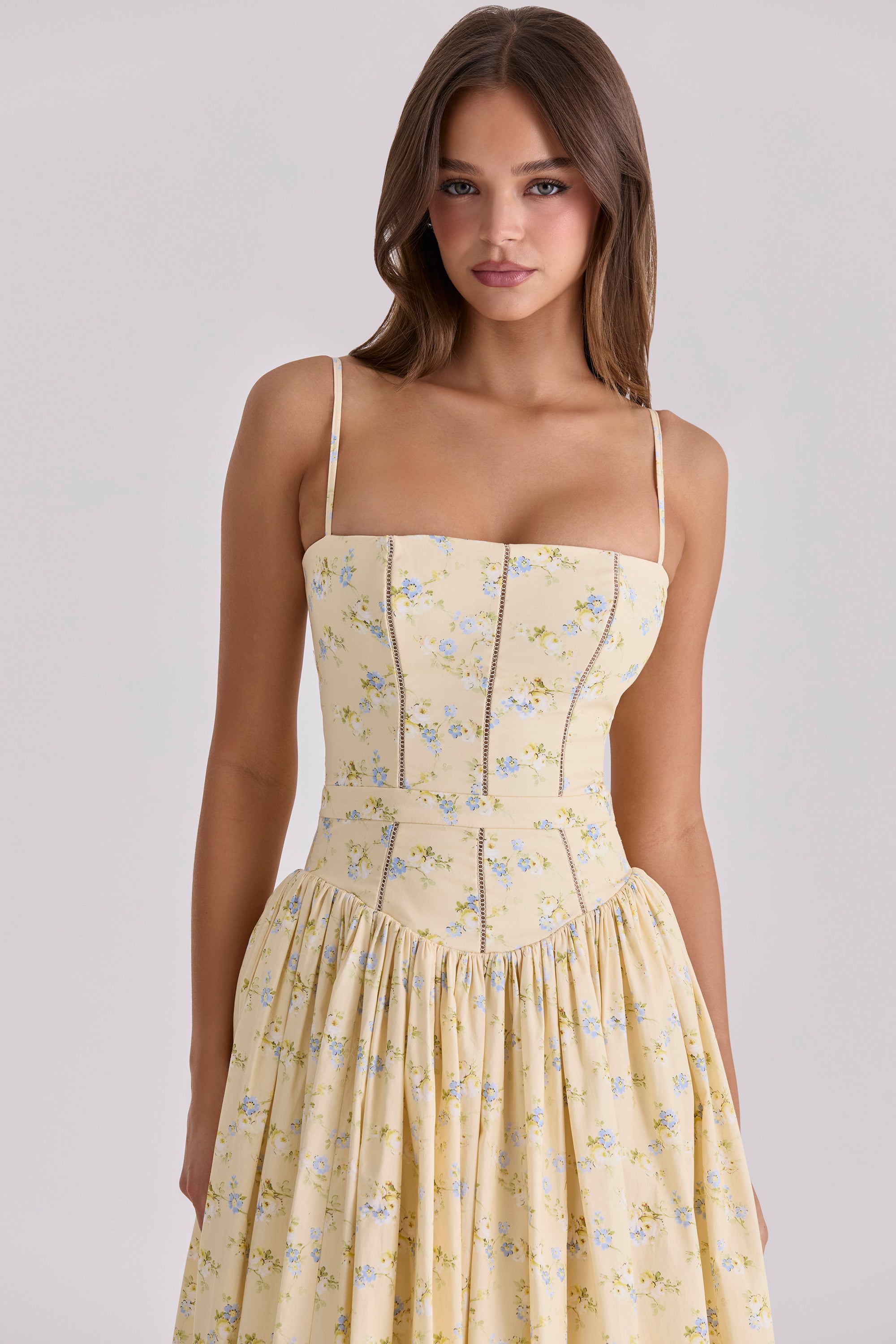 Ysabella Midi Dress - Lemon Floral