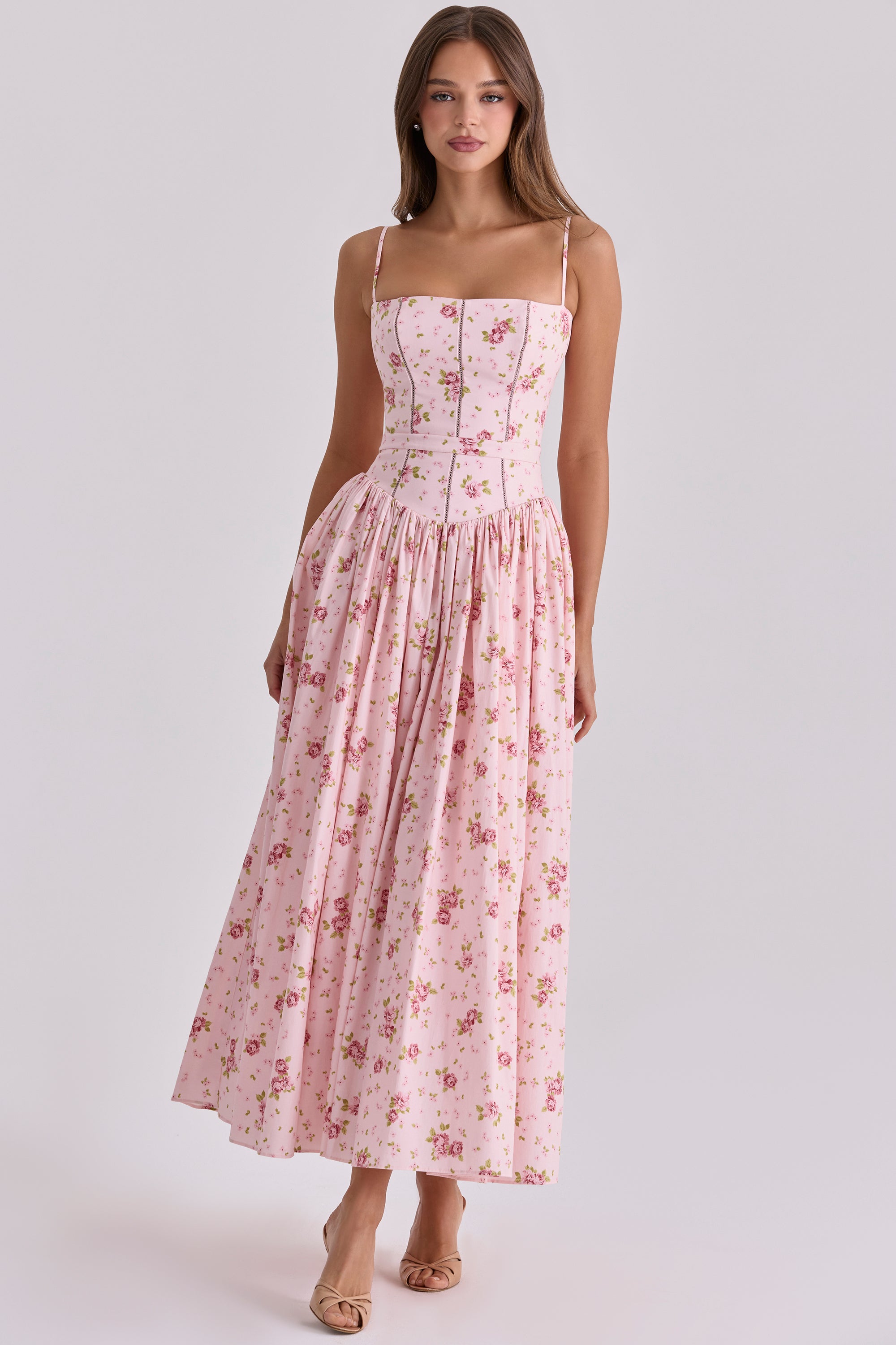 Ysabella Midi Dress - Pink Vintage Rose